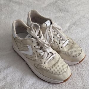 Voile Blanche Light Green And White Leather Semi Platform Sneakers Size 38/7.5